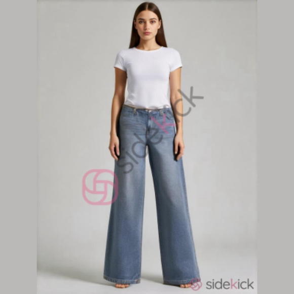 Future Collective Blue Wide-Leg Jeans Size 16 NWT - Picture 1 of 8